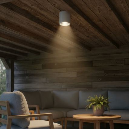 Ideal Lux - Foco de exterior GUN 1xGU10/28W/230V Ø 11 cm IP55 cinzento