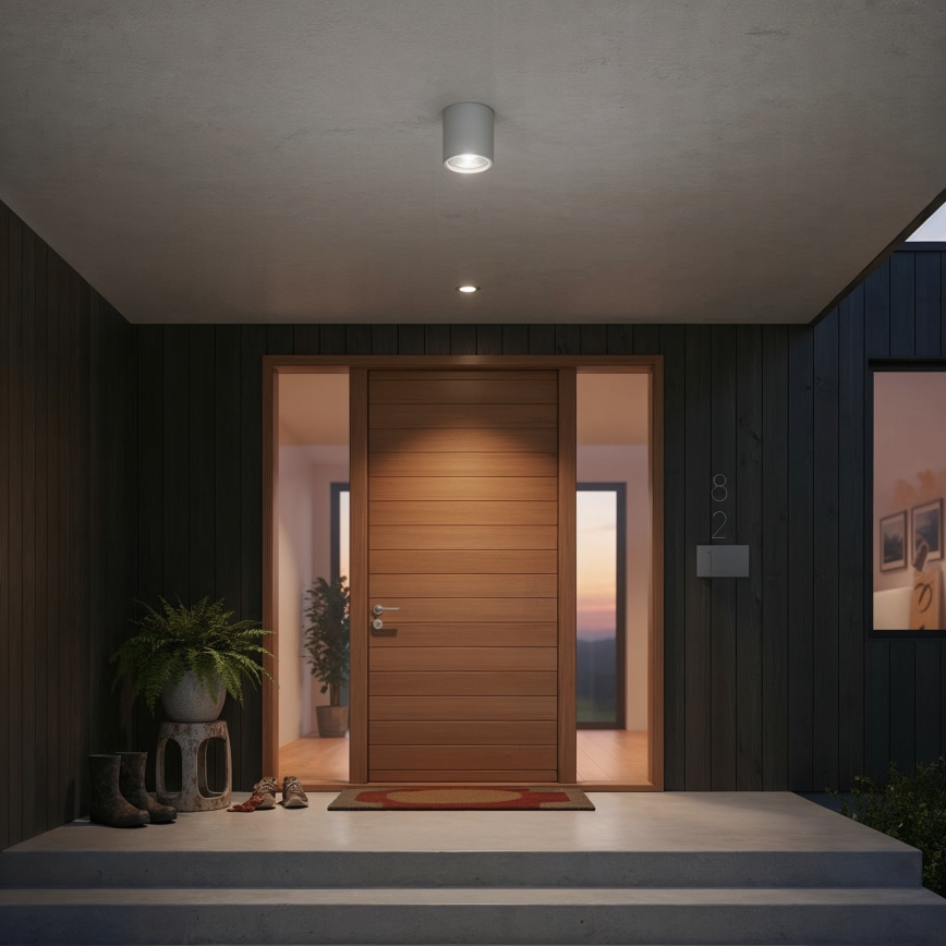 Ideal Lux - Foco de exterior GUN 1xGU10/28W/230V Ø 11 cm IP55 cinzento