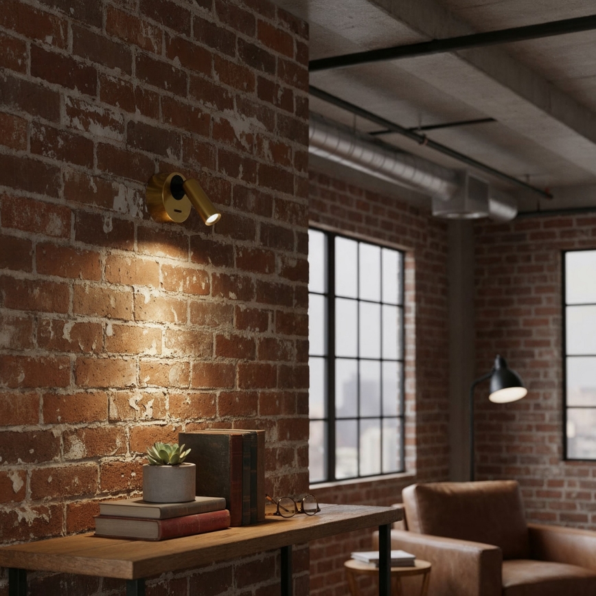 Ideal Lux - Foco de parede LED BEAN LED/3W/230V CRI 90 latão