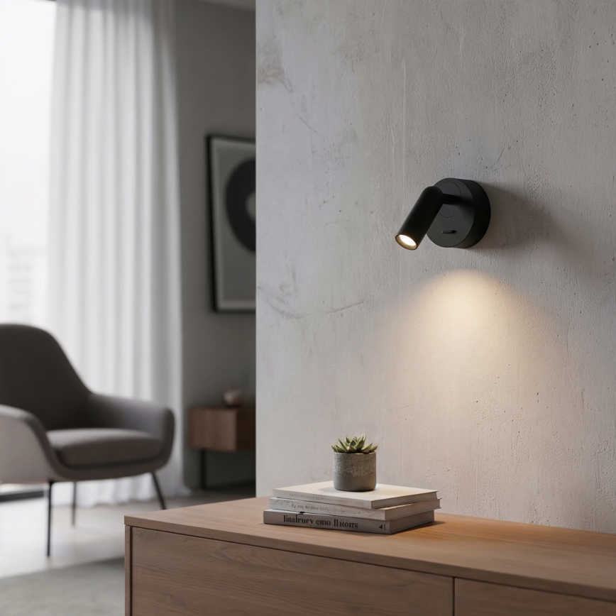 Ideal Lux - Foco de parede LED BEAN LED/3W/230V CRI 90 preto