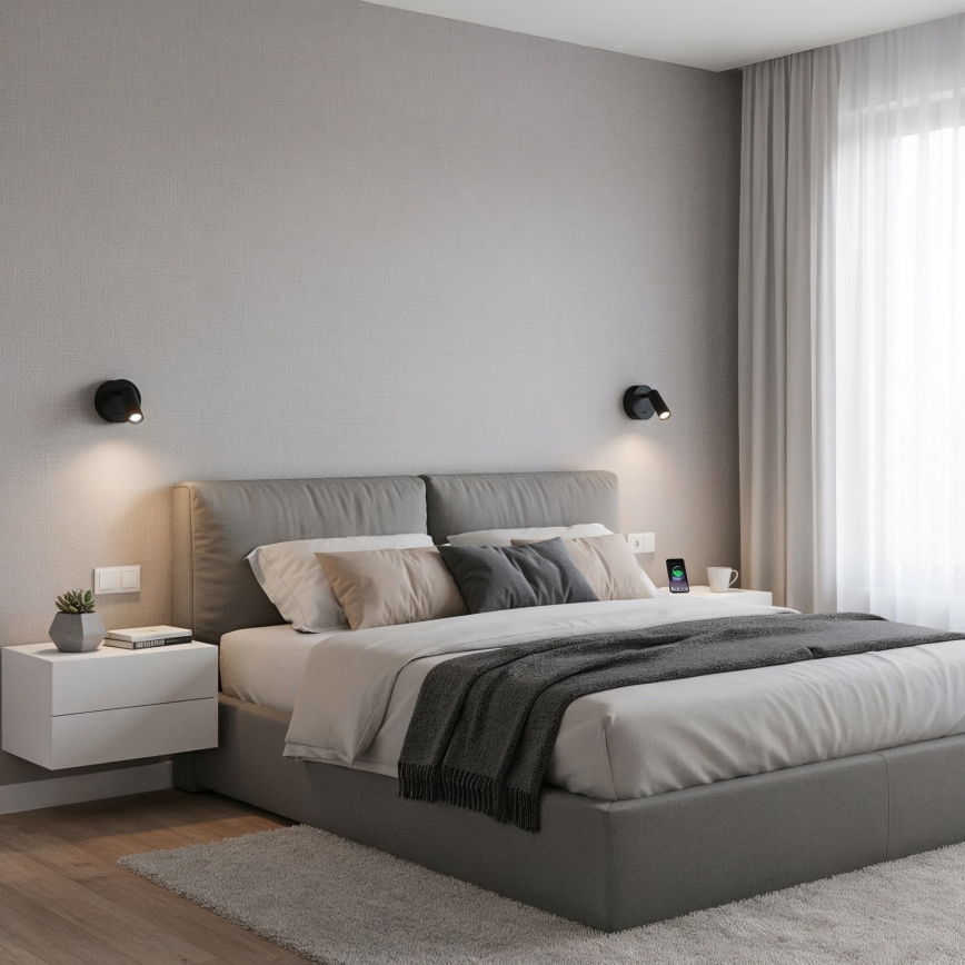 Ideal Lux - Foco de parede LED BEAN LED/3W/230V CRI 90 preto