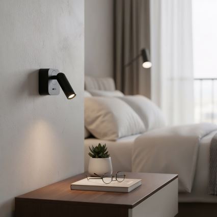 Ideal Lux - Foco de parede LED BEAN LED/3W/230V CRI 90 preto