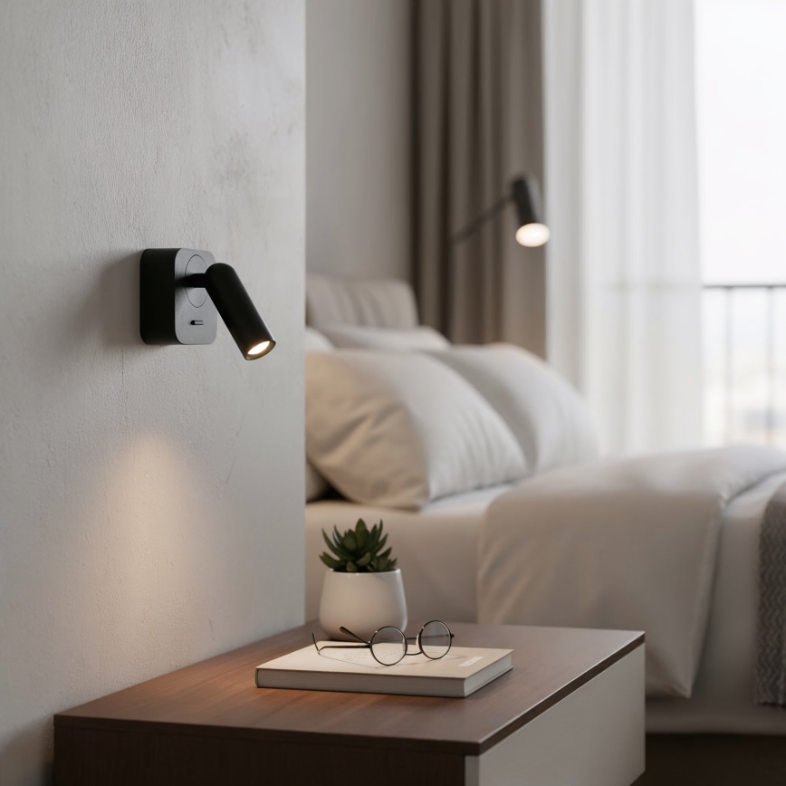 Ideal Lux - Foco de parede LED BEAN LED/3W/230V CRI 90 preto