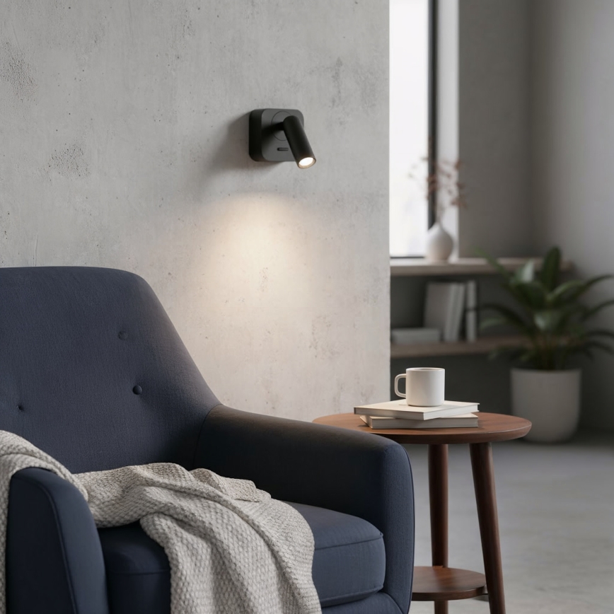 Ideal Lux - Foco de parede LED BEAN LED/3W/230V CRI 90 preto