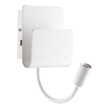 Ideal Lux - Foco de parede LED com uma flexível candeeiro pequeno PROBE LED/9,5W/230V USB CRI 90 branco