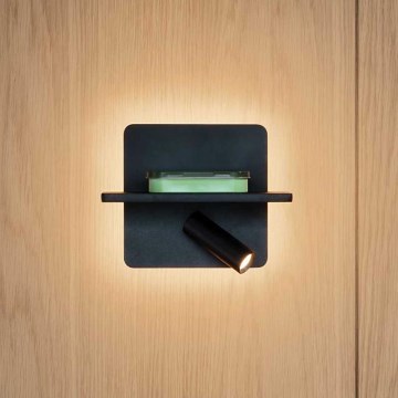 Ideal Lux - Foco de parede LED PIANO LED/11,5W/230V USB preto