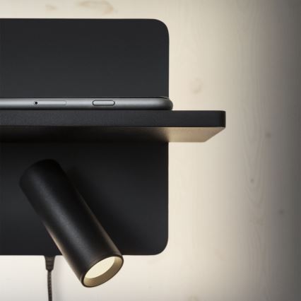 Ideal Lux - Foco de parede LED PIANO LED/11,5W/230V USB preto