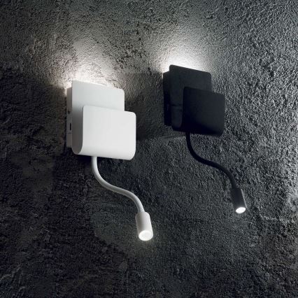 Ideal Lux - Foco de parede LED com uma flexível candeeiro pequeno PROBE LED/9,5W/230V USB CRI 90 branco