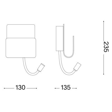 Ideal Lux - Foco de parede LED com uma flexível candeeiro pequeno PROBE LED/9,5W/230V USB CRI 90 preto