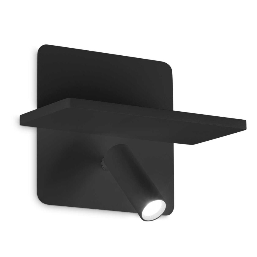 Ideal Lux - Foco de parede orientável LED PIANO LED/10W/230V CRI 90 USB preto