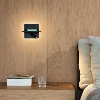 Ideal Lux - Foco de parede orientável LED PIANO LED/10W/230V CRI 90 USB preto
