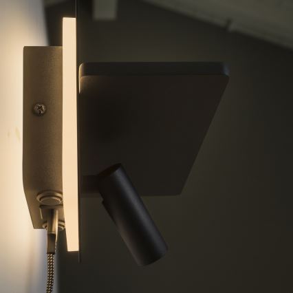 Ideal Lux - Foco de parede orientável LED PIANO LED/10W/230V CRI 90 USB preto