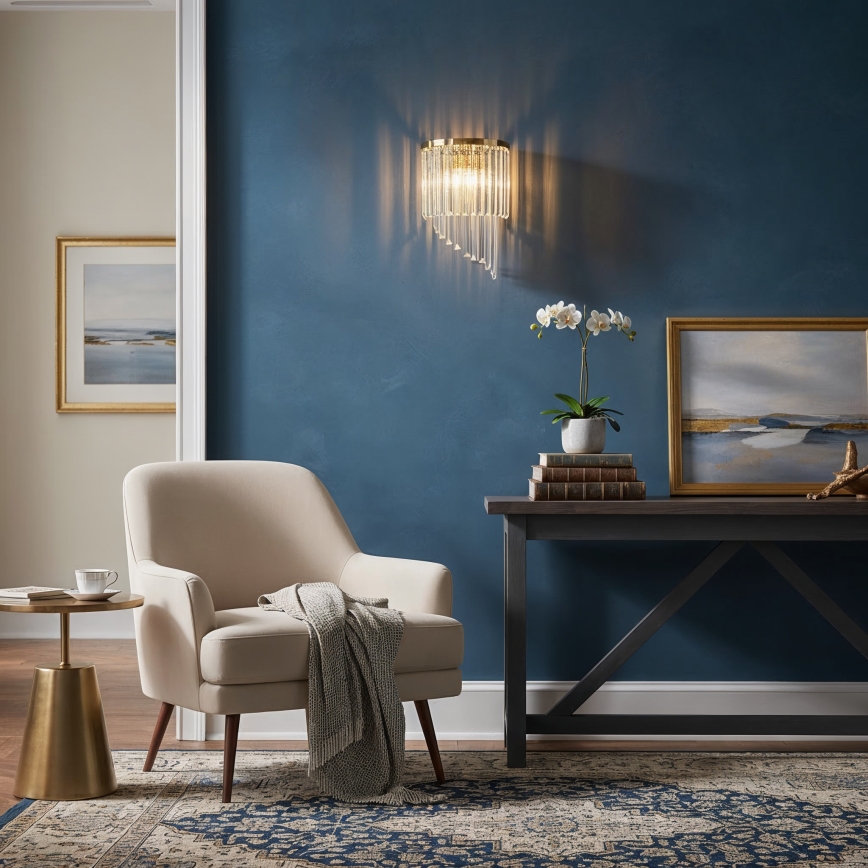 Ideal Lux - Iluminação de parede de cristal CARLTON 3xE14/40W/230V dourado