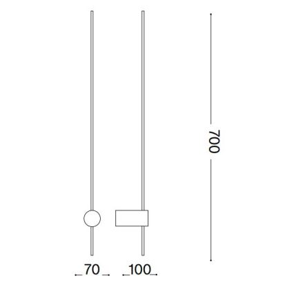 Ideal Lux - Iluminação de parede LED ESSENCE LED/12W/230V 4000K 70 cm CRI 90 preto