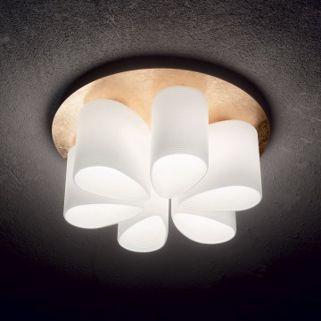 Ideal Lux - Iluminação de teto DAISY 6xE27/52W/230V diâmetro 60 cm dourado/branco