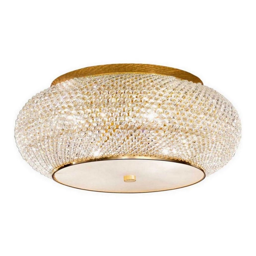 Ideal Lux - Iluminação para teto de cristal PASHA 10xE14/40W/230V diâmetro 55 cm dourado