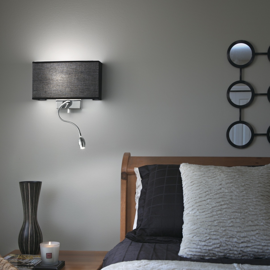 Ideal Lux - Lâmpada de parede flexível LED HOTEL 1xE27/60W + LED/1,5W/230V