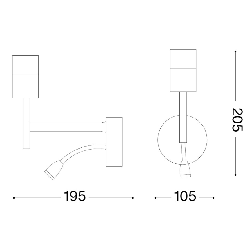 Ideal Lux - Lâmpada LED Flexível com Suporte SET 1xE27/42W + LED/3W/230V CRI 90 USB dourada
