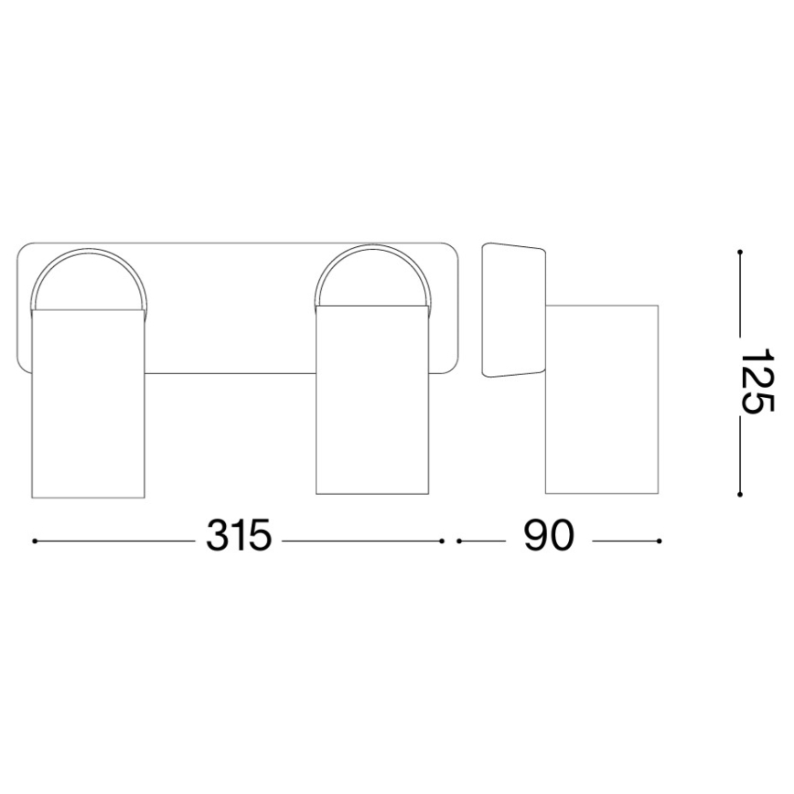 Ideal Lux - LED aplique de parede orientável RUDY 2xGU10/7W/230V CRI 90 preto