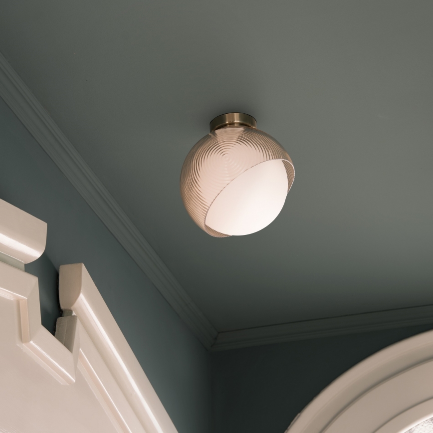 Ideal Lux - Luminária de teto BLOOM 1xE27/42W/230V Ø 30 cm Dourado/Bege Fumê