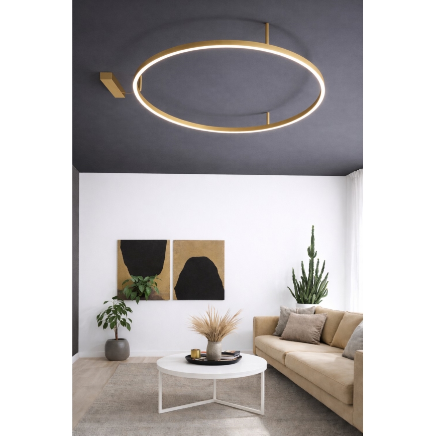 Ideal Lux - Candeeiro de tecto LED ORACLE SLIM LED/81W/230V 3000K CRI 90 Ø 150 cm dourado