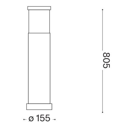 Ideal Lux - Luminária exterior TRONCO 1xE27/42W/230V 80 cm IP65 preta
