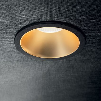 Ideal Lux - luminária de embutir LED GAME TRIM, 11 W / 230 V, 3000 K, IRC 90, Ø 8,5 cm, IP40, dourado/preto