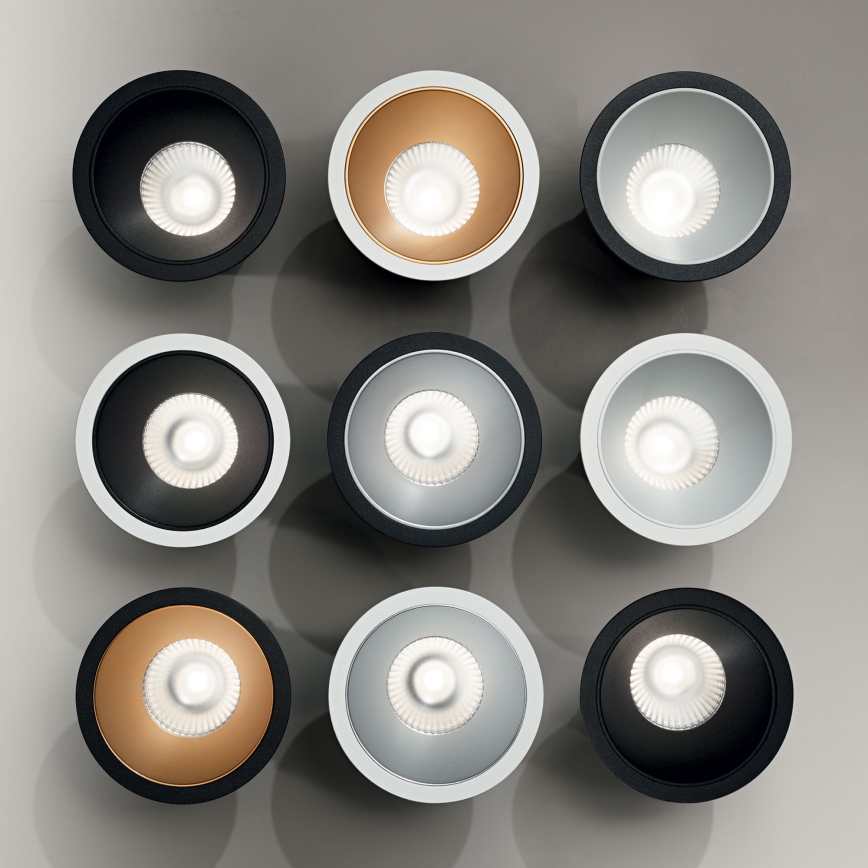 Ideal Lux - luminária de embutir LED GAME TRIM, 11 W / 230 V, 3000 K, IRC 90, Ø 8,5 cm, IP40, dourado/preto