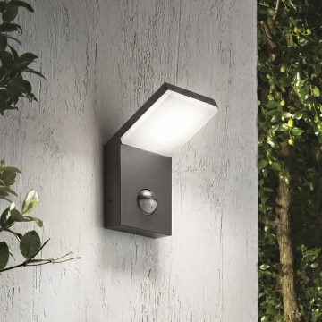 Ideal Lux - Luminária LED de exterior com sensor STYLE LED/9W/230V 4000K CRI 90 IP54 antracite