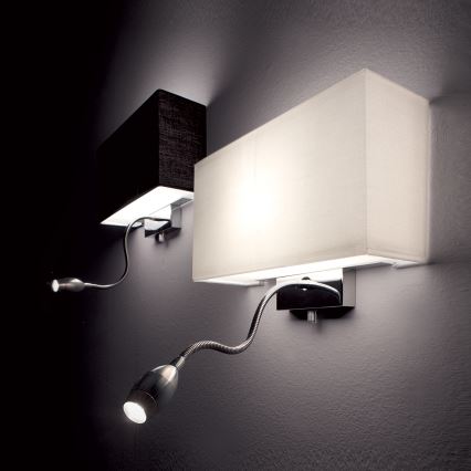 Ideal Lux - Luminária de parede flexível LED HOTEL 1xE27/60W/230V + LED/1,5W/230V