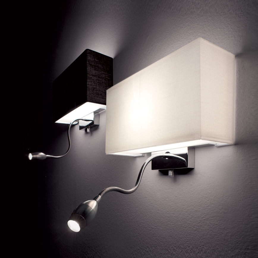 Ideal Lux - Luminária de parede flexível LED HOTEL 1xE27/60W/230V + LED/1,5W/230V