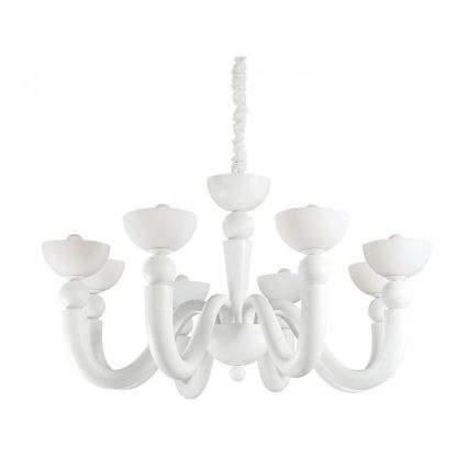 Ideal Lux - Lustre com corrente BON BON 8xE14/28W/230V Ø 95,5 cm branco