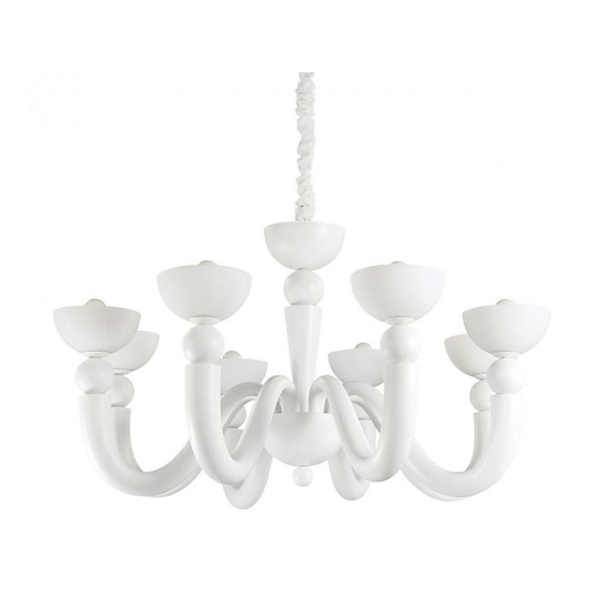 Ideal Lux - Lustre com corrente BON BON 8xE14/28W/230V Ø 95,5 cm branco