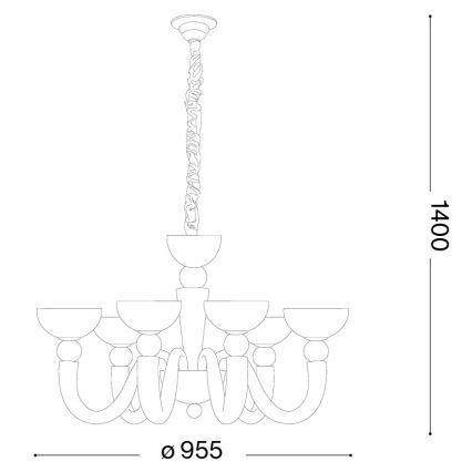 Ideal Lux - Lustre com corrente BON BON 8xE14/28W/230V Ø 95,5 cm branco