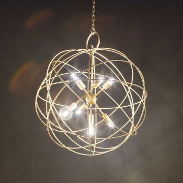 Ideal Lux - Lustre com corrente KONSE 7xE27/60W/230V, diâmetro 80 cm, dourado