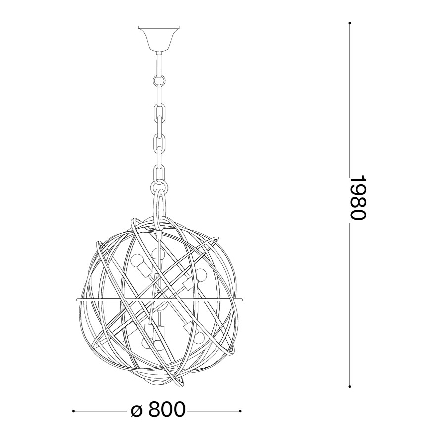 Ideal Lux - Lustre com corrente KONSE 7xE27/60W/230V, diâmetro 80 cm, dourado