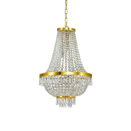 Ideal Lux - Lustre de cristal LED com corrente CAESAR 9xG9/3W/230V Ø 45 cm dourado
