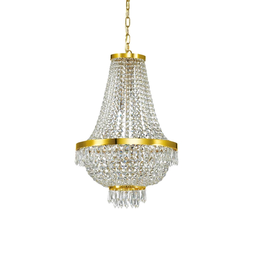 Ideal Lux - Lustre de cristal LED com corrente CAESAR 9xG9/3W/230V Ø 45 cm dourado