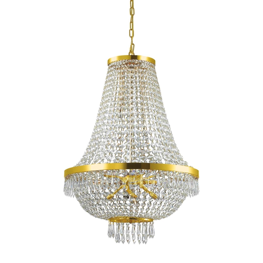 Ideal Lux - Lustre de cristal LED em corrente CAESAR 12xG9/3W/230V Ø 55 cm dourado