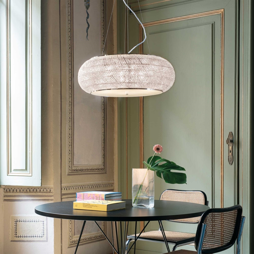 Ideal Lux - Lustre de cristal LED com cabo PASHA 14xE14/40W/230V Ø 65 cm cromado brilhante