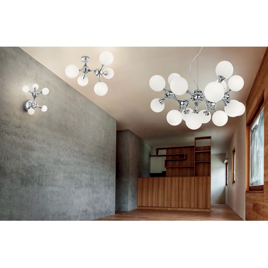 Ideal Lux - Lustre de sobrepor NODI 5xE14/28W/230V 50x55 cm cromado brilhante/branco