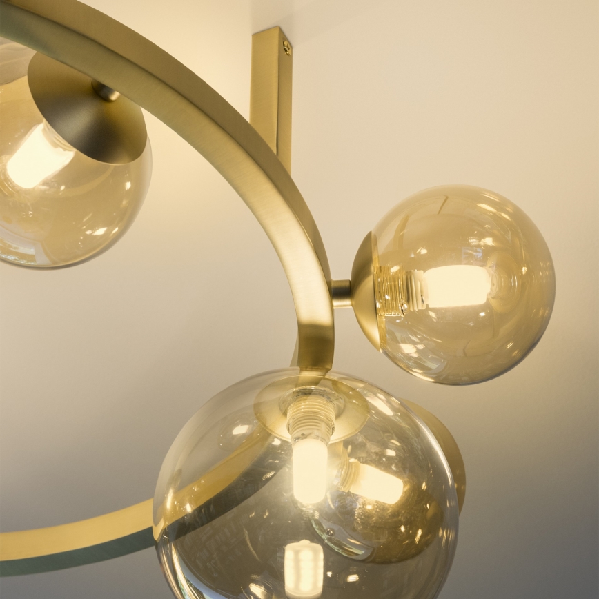 Ideal Lux - Candeeiro de tecto LED aplicado PERLAGE 10xG9/3W/230V diâmetro 70 cm dourado/bege fumê