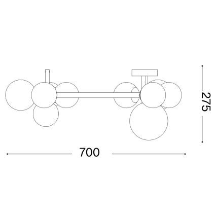 Ideal Lux - Candeeiro de tecto LED aplicado PERLAGE 10xG9/3W/230V diâmetro 70 cm dourado/bege fumê