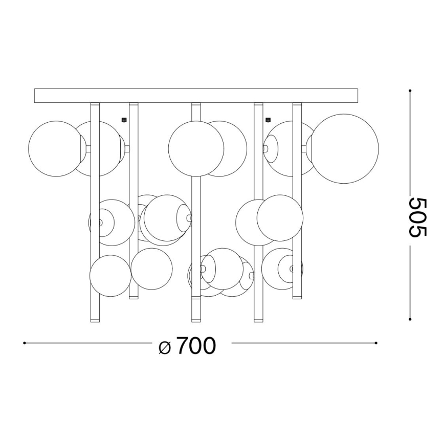 Ideal Lux - Lustre LED com haste PERLAGE 18xG9/3W/230V Ø 70 cm preto/fumê