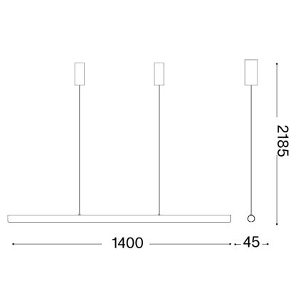 Ideal Lux - Lustre LED dimerizável suspenso por cabo DORICA LED/35W/230V CRI 90 140 cm dourado