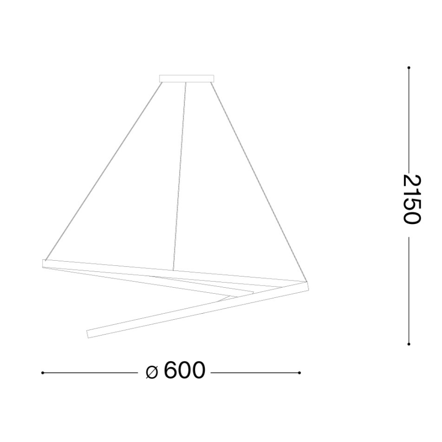 Ideal Lux - Lustre LED dimerizável suspenso por cabo OZ LED/48W/230V, diâmetro 60 cm, IRC 90, preto
