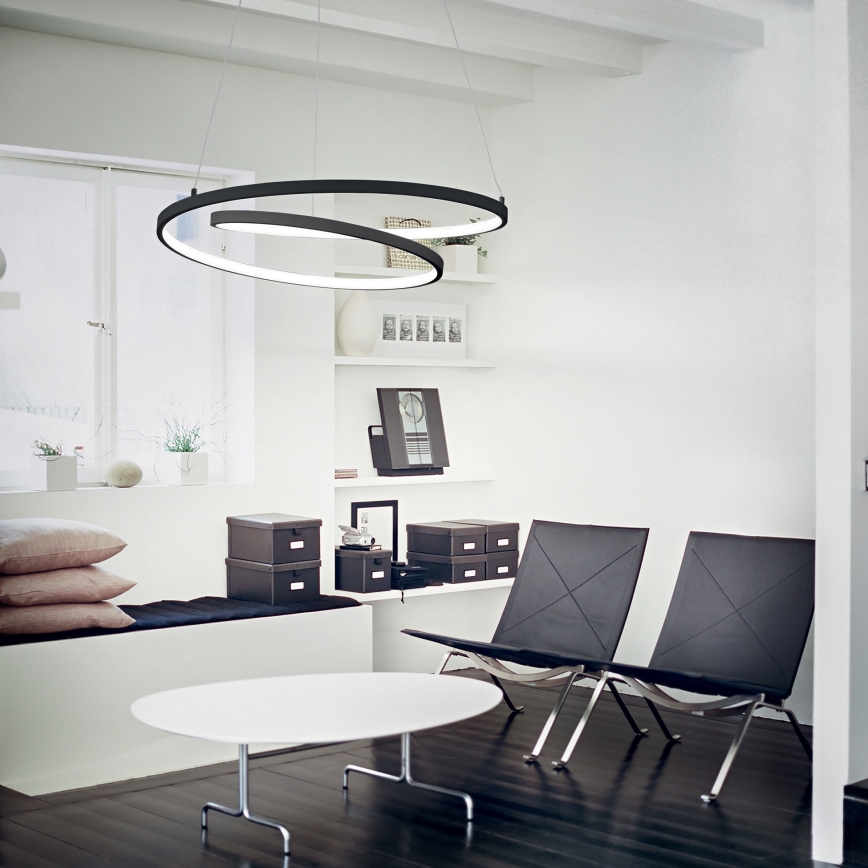 Ideal Lux - Lustre LED regulável suspenso por cabo OZ LED/55W/230V diâmetro 80 cm CRI 90 preto