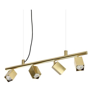 Ideal Lux - Lustre LED DYNAMITE suspenso por cabo, 4x GU10/7W/230V, CRI 90, latão