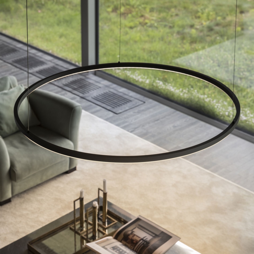 Ideal Lux - Lustre LED suspenso por cabo ORACLE SLIM LED/53W/230V 2700K CRI 90 diâmetro 90 cm preto