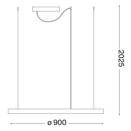 Ideal Lux - Lustre LED suspenso por cabo ORACLE SLIM LED/53W/230V 2700K CRI 90 diâmetro 90 cm preto